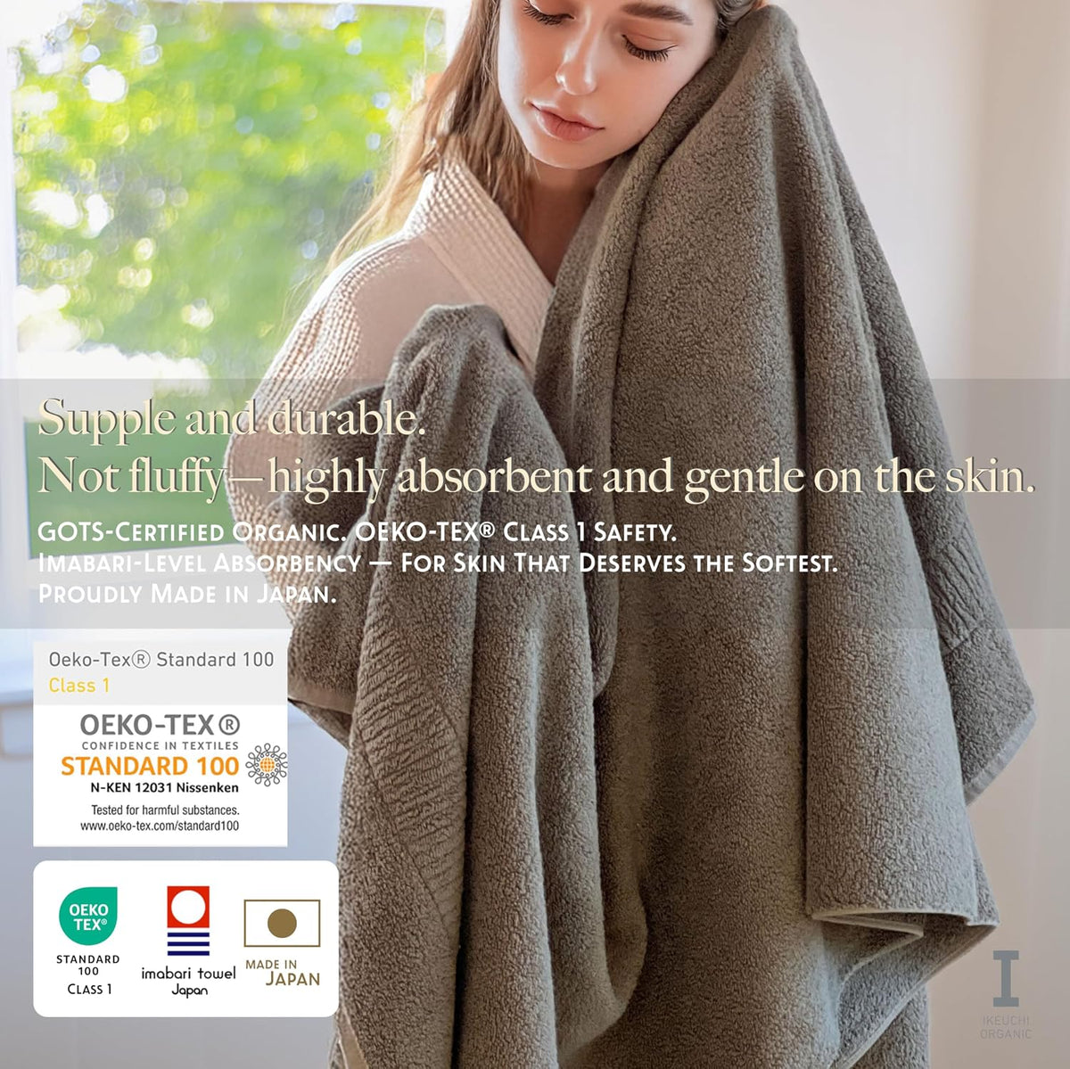 Highly Absorbent & Quick-Dry Organic Cotton Bath Towels, Soft & Lightweight, Made in Japan, Oeko-Tex Class 1 Certified, 28 x 53 inch, White, Pack of 2 – Proof of Purity