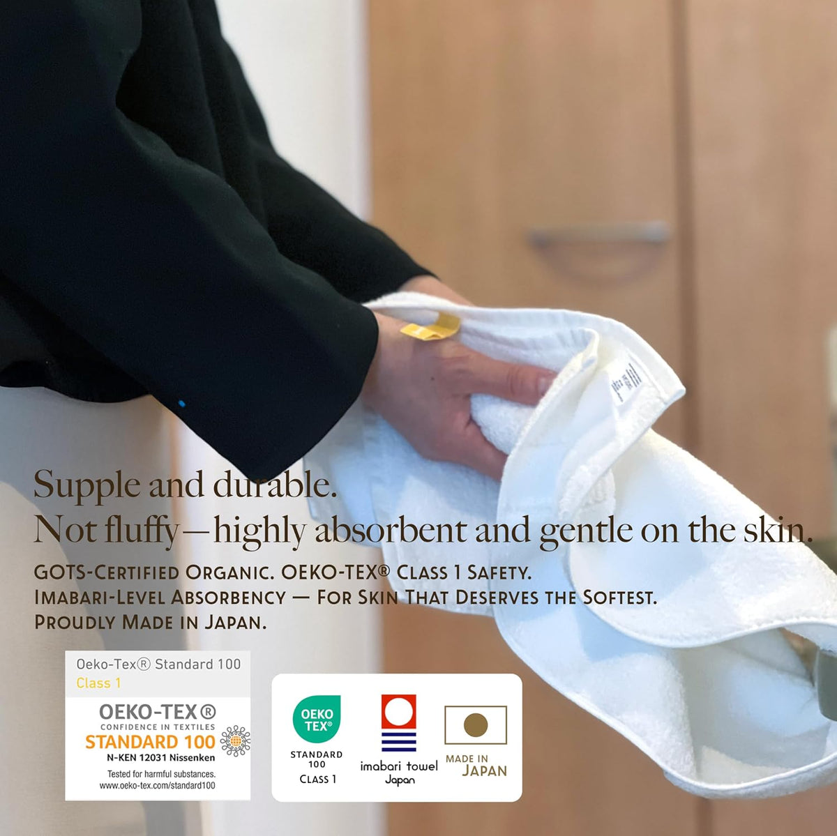 Highly Absorbent & Quick-Dry Organic Cotton Bath Towels, Soft & Lightweight, Made in Japan, Oeko-Tex Class 1 Certified, 28 x 53 inch, White, Pack of 2 – Proof of Purity