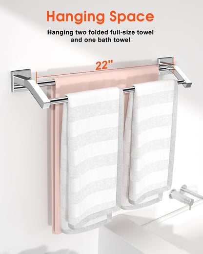 Double Towel Bar,24" Double Towel Racks for Bathroom,Polished Chrome