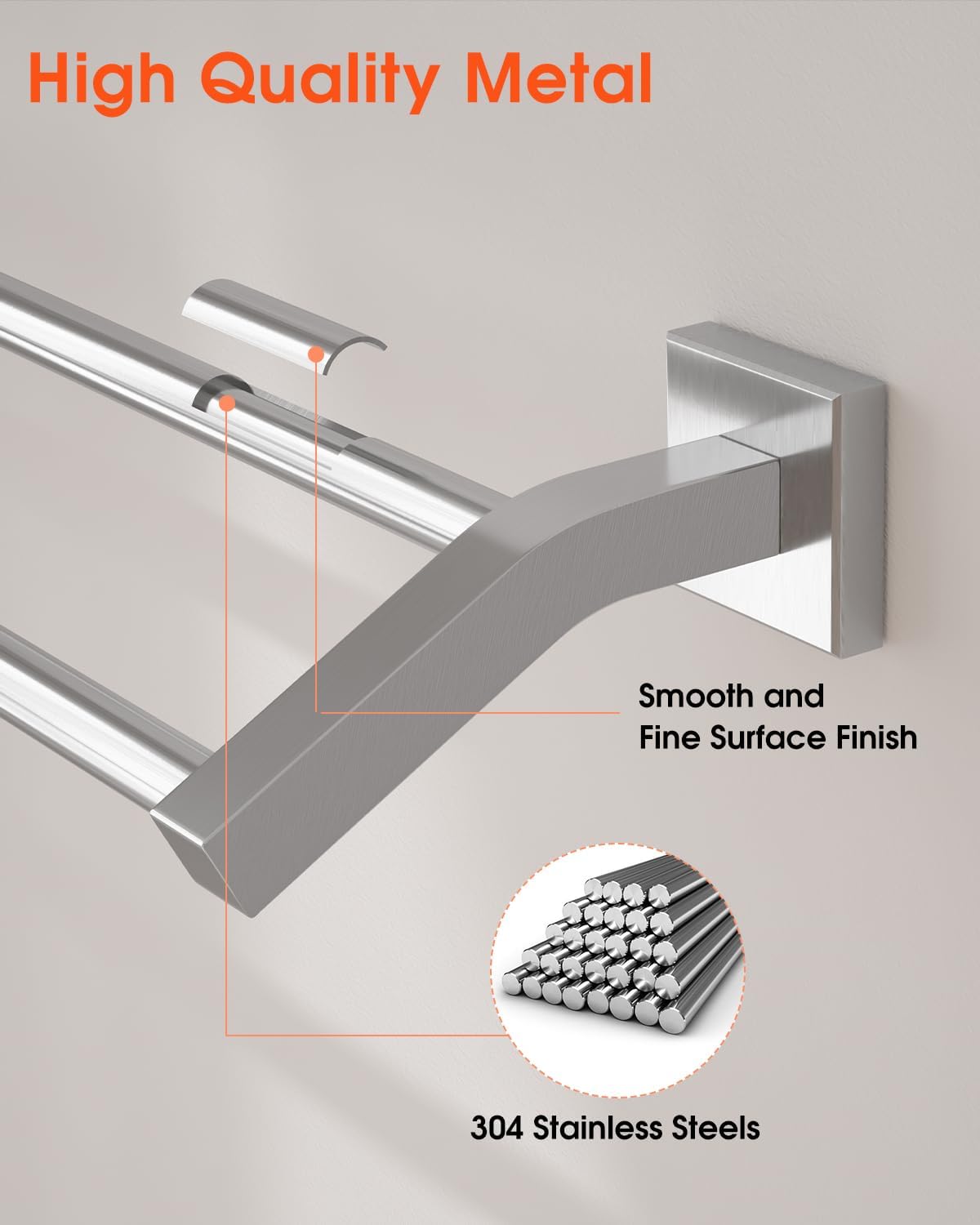Double Towel Bar,24" Double Towel Racks for Bathroom,Polished Chrome