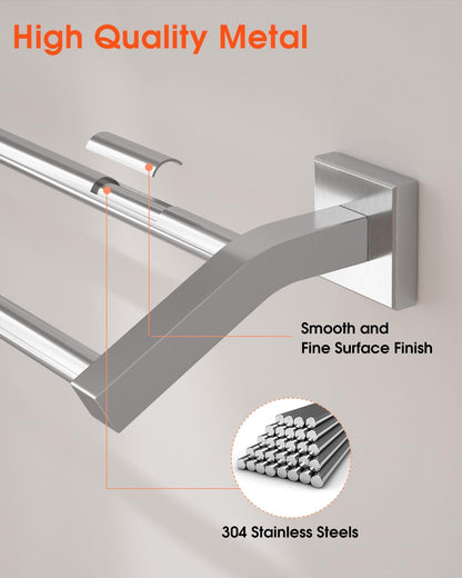 Double Towel Bar,24" Double Towel Racks for Bathroom,Polished Chrome