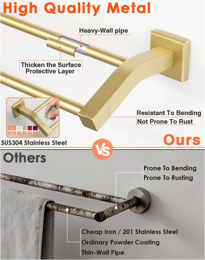 Double Towel Bar,24" Double Towel Racks for Bathroom,Polished Chrome