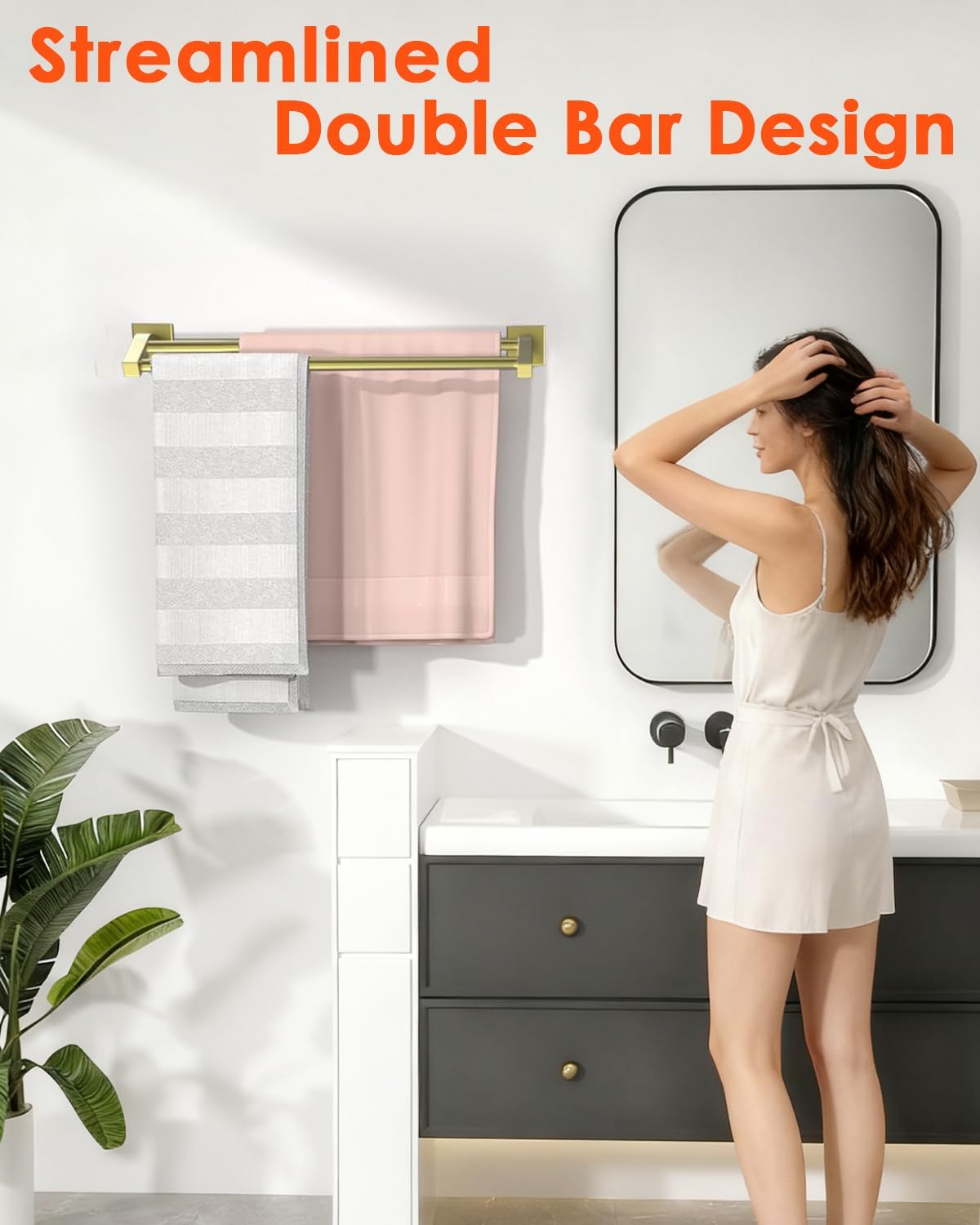 Double Towel Bar,24" Double Towel Racks for Bathroom,Polished Chrome