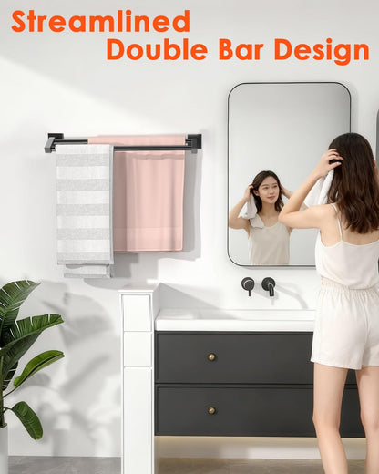 Double Towel Bar,24" Double Towel Racks for Bathroom,Polished Chrome