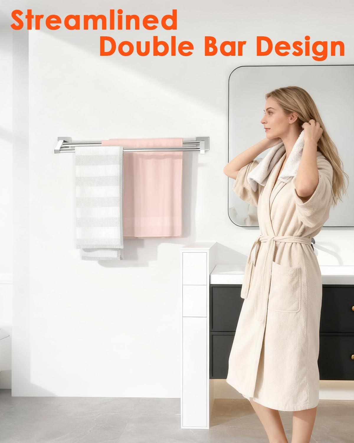 Double Towel Bar,24" Double Towel Racks for Bathroom,Polished Chrome