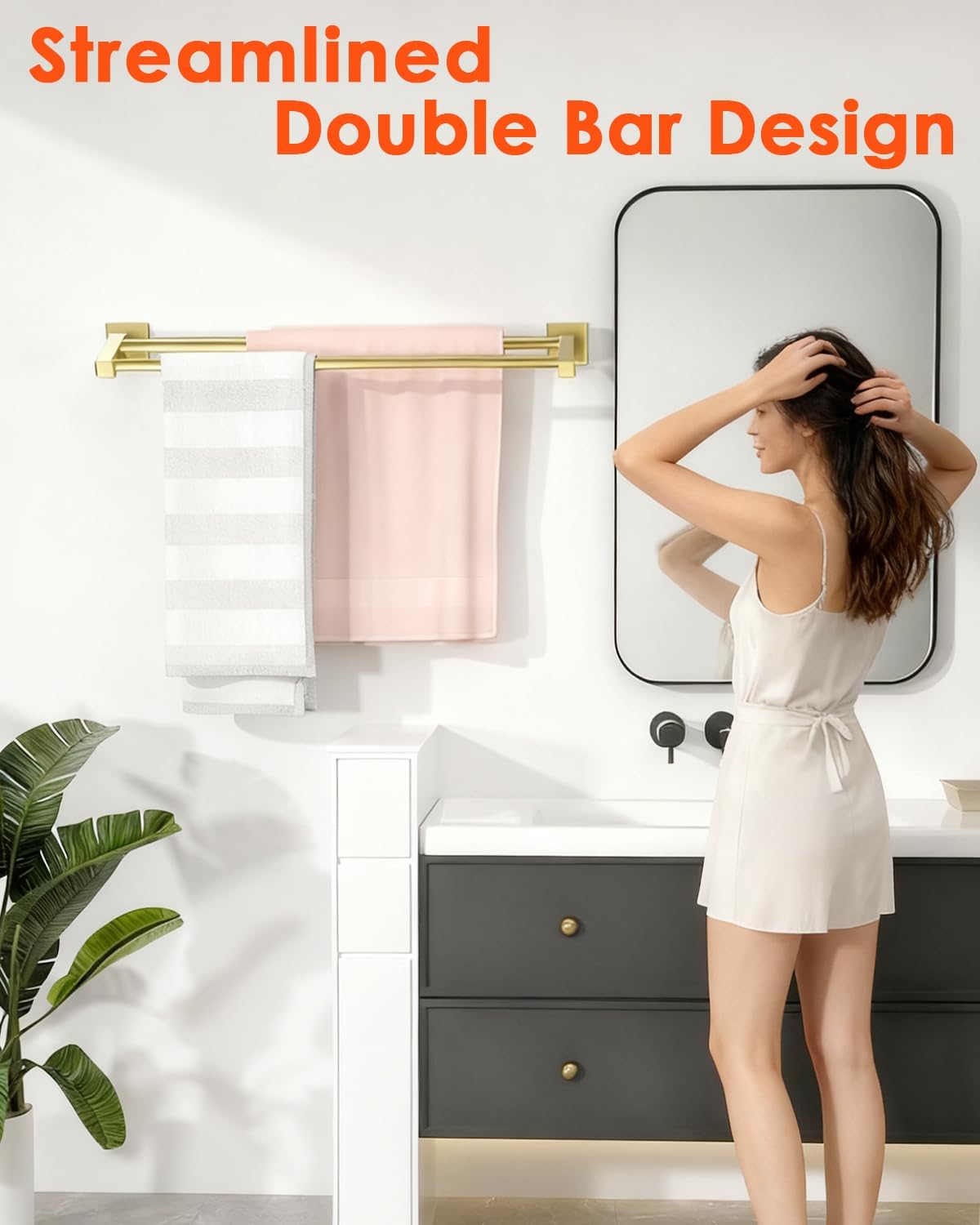 Double Towel Bar,24" Double Towel Racks for Bathroom,Polished Chrome