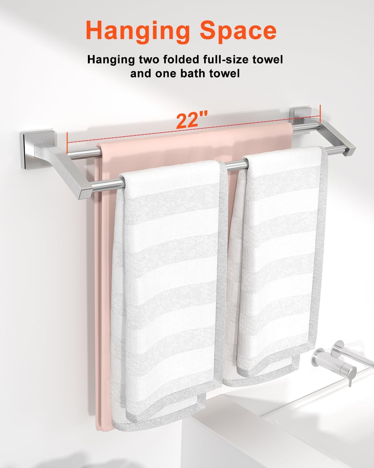 Double Towel Bar,24" Double Towel Racks for Bathroom,Polished Chrome