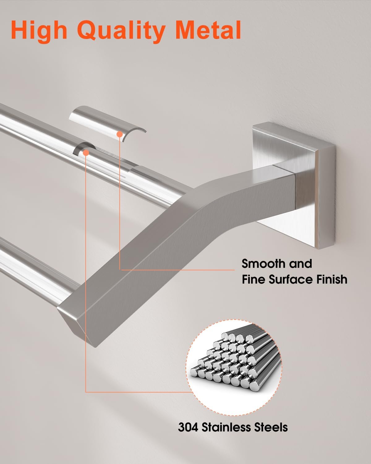 Double Towel Bar,24" Double Towel Racks for Bathroom,Polished Chrome