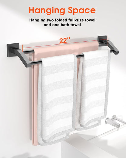 Double Towel Bar,24" Double Towel Racks for Bathroom,Polished Chrome