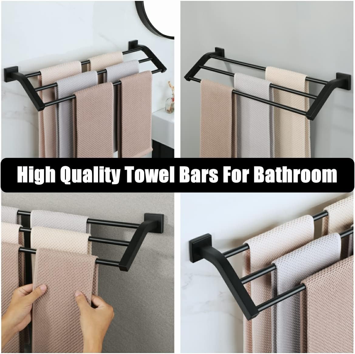 Double Towel Bar,24" Double Towel Racks for Bathroom,Polished Chrome