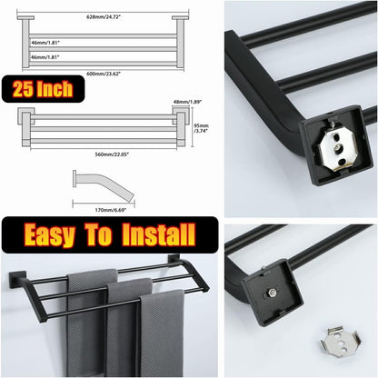 Double Towel Bar,24" Double Towel Racks for Bathroom,Polished Chrome