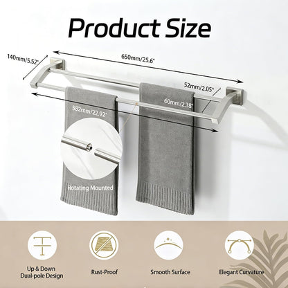 Double Towel Bar,24" Double Towel Racks for Bathroom,Polished Chrome