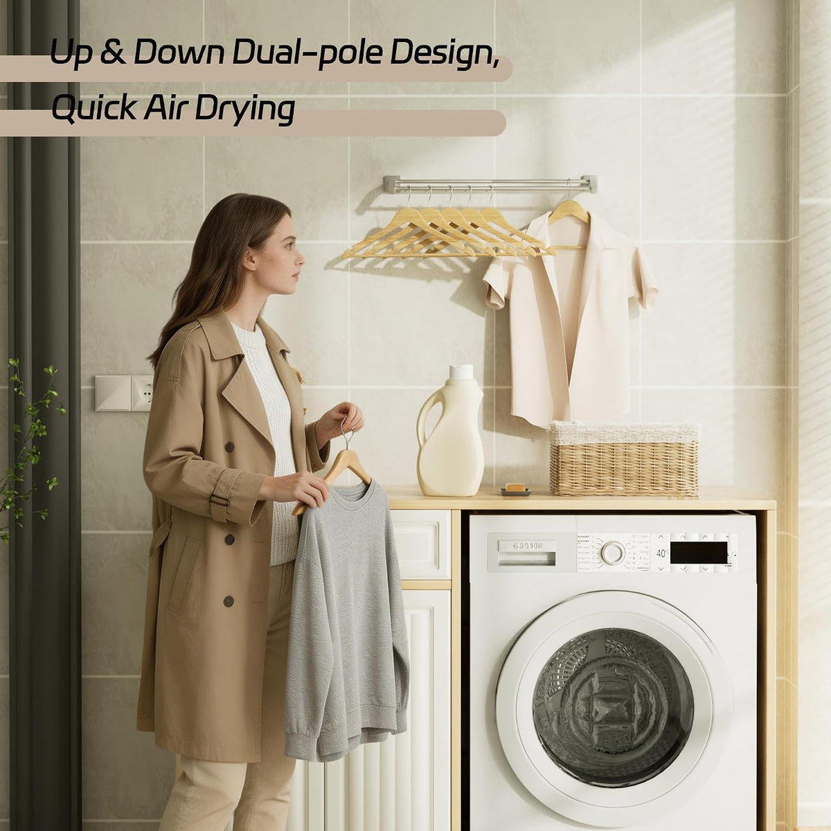Double Towel Bar,24" Double Towel Racks for Bathroom,Polished Chrome