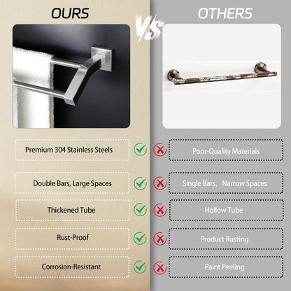 Double Towel Bar,24" Double Towel Racks for Bathroom,Polished Chrome