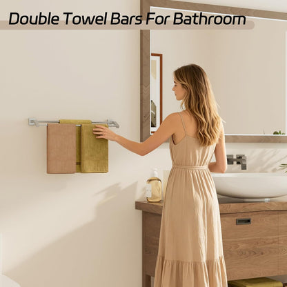 Double Towel Bar,24" Double Towel Racks for Bathroom,Polished Chrome
