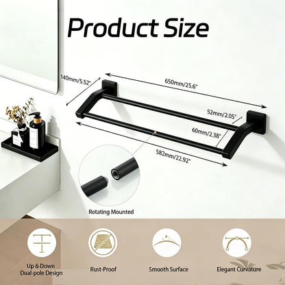 Double Towel Bar,24" Double Towel Racks for Bathroom,Polished Chrome