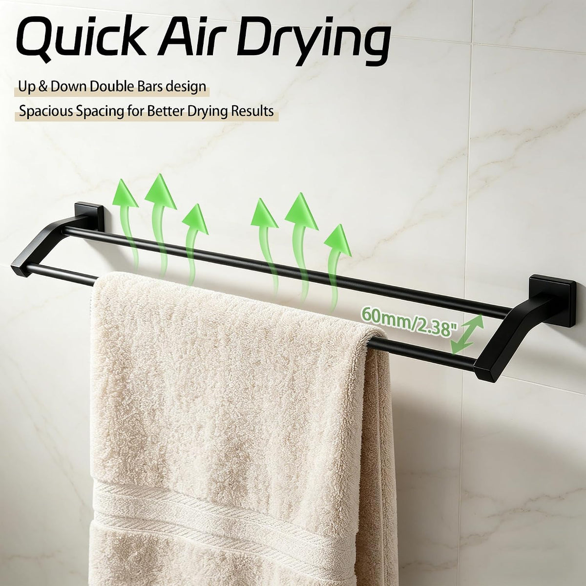 Double Towel Bar,24" Double Towel Racks for Bathroom,Polished Chrome