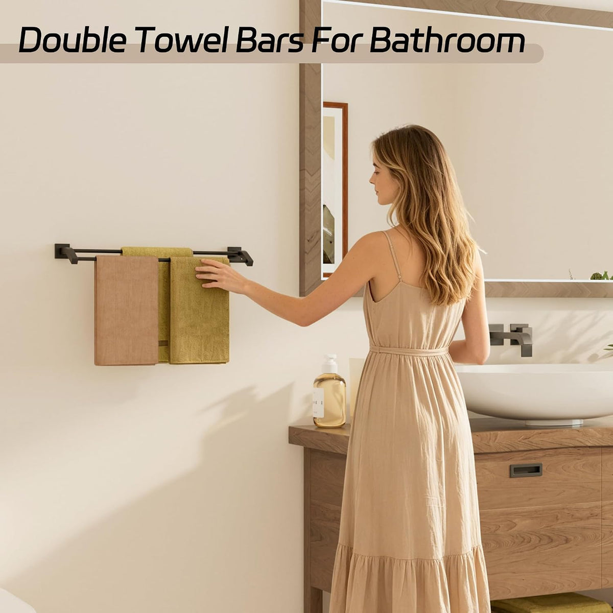 Double Towel Bar,24" Double Towel Racks for Bathroom,Polished Chrome