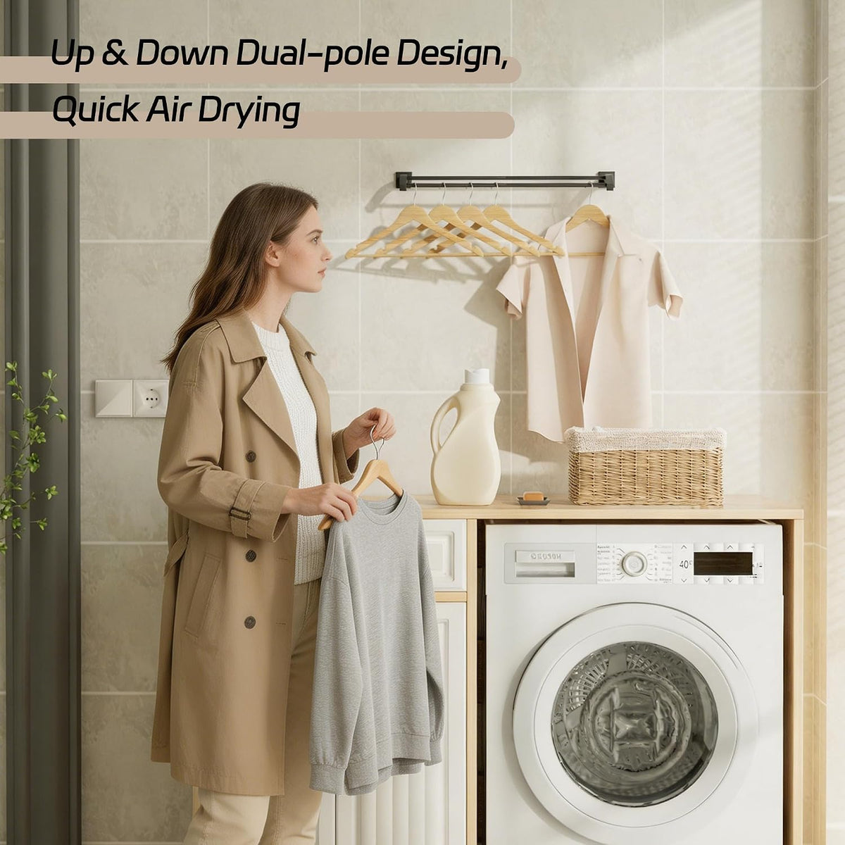Double Towel Bar,24" Double Towel Racks for Bathroom,Polished Chrome
