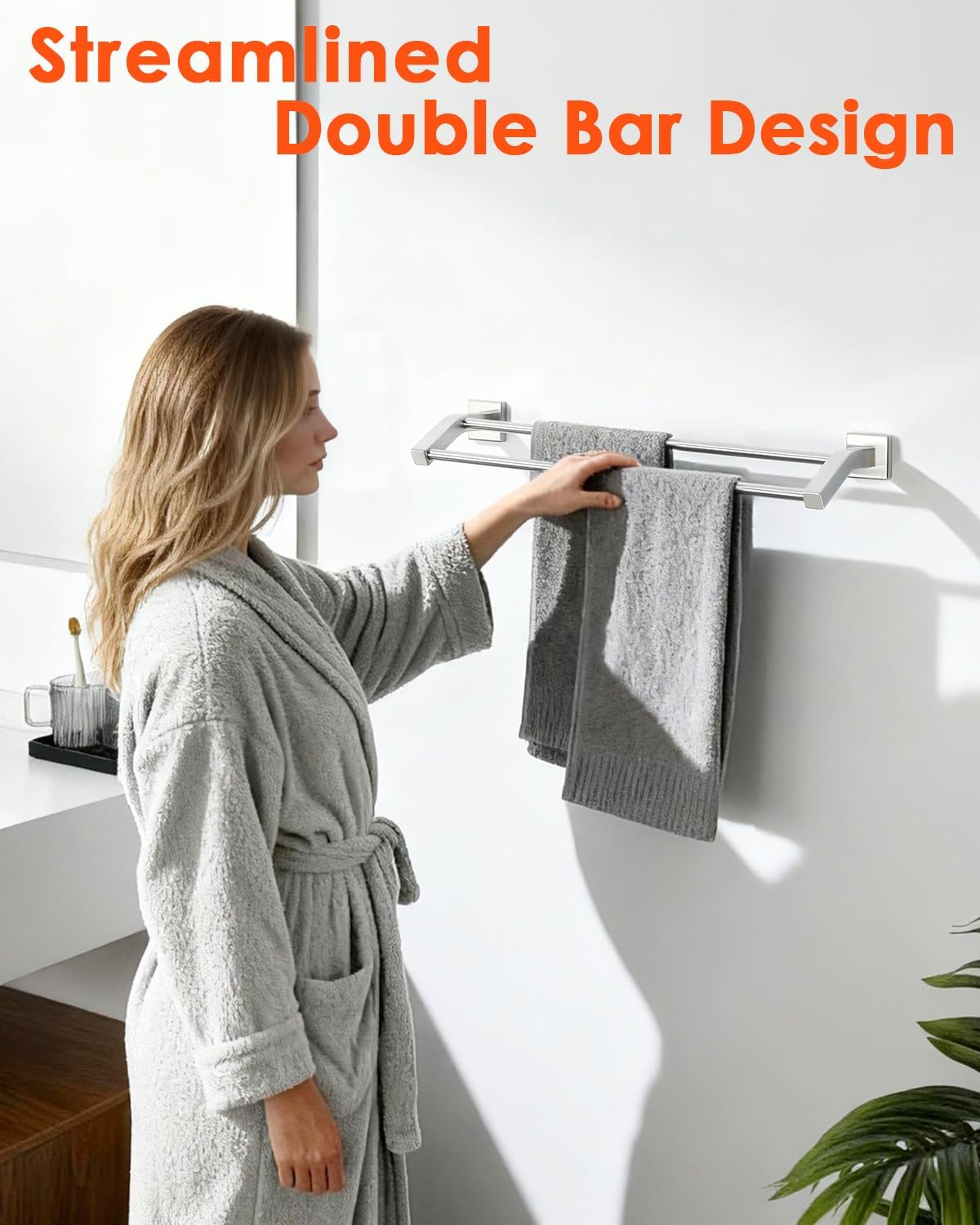 Double Towel Bar,24" Double Towel Racks for Bathroom,Polished Chrome