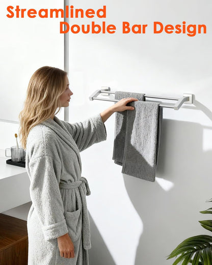 Double Towel Bar,24" Double Towel Racks for Bathroom,Polished Chrome