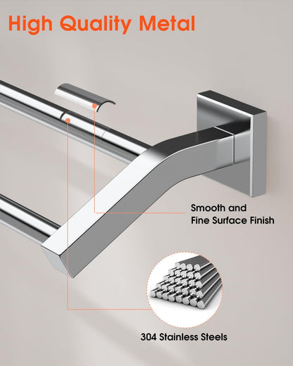 Double Towel Bar,24" Double Towel Racks for Bathroom,Polished Chrome