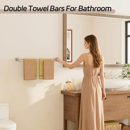 Double Towel Bar,24" Double Towel Racks for Bathroom,Polished Chrome