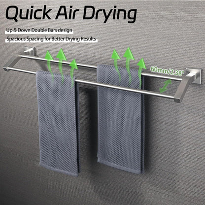 Double Towel Bar,24" Double Towel Racks for Bathroom,Polished Chrome