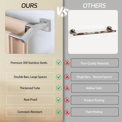 Double Towel Bar,24" Double Towel Racks for Bathroom,Polished Chrome