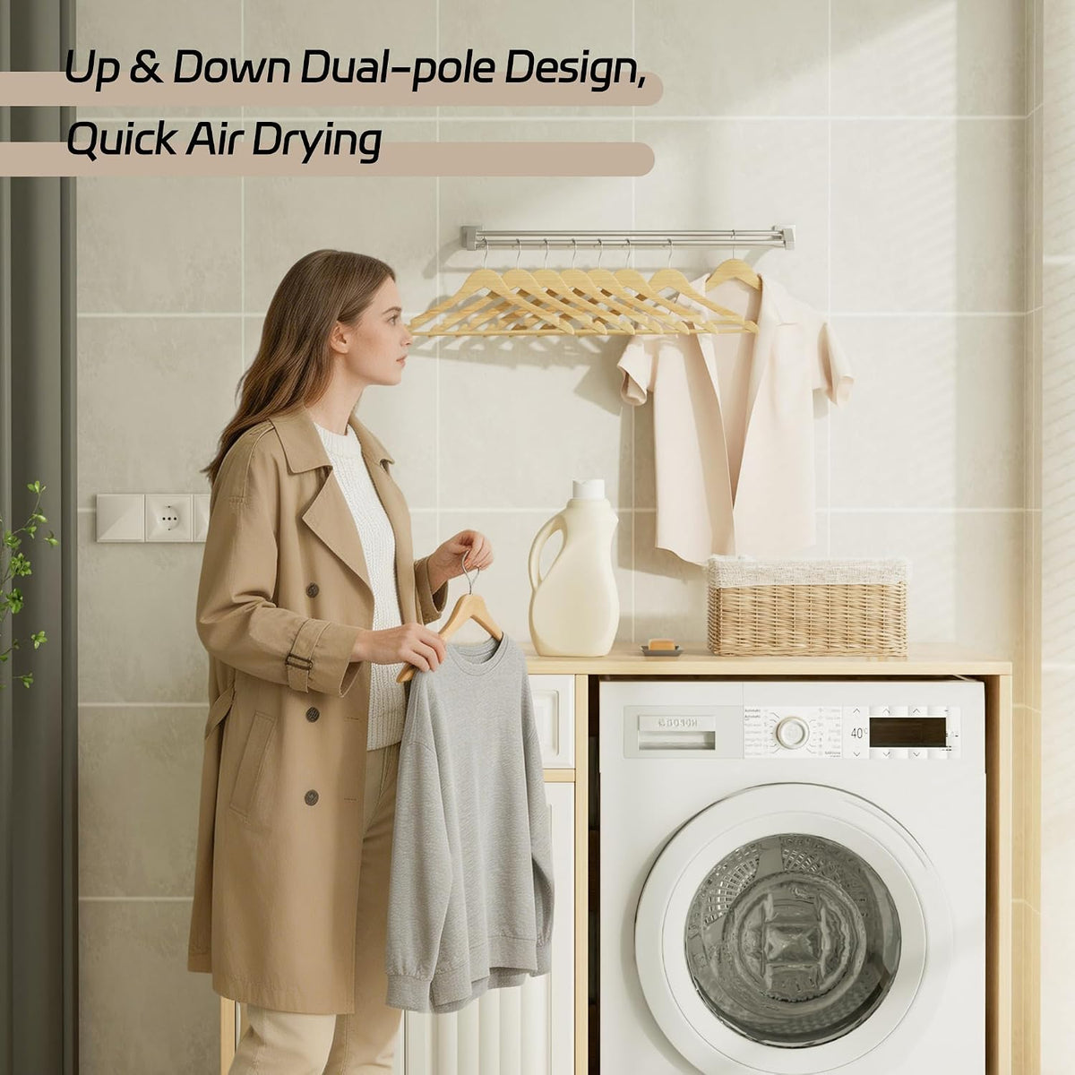 Double Towel Bar,24" Double Towel Racks for Bathroom,Polished Chrome