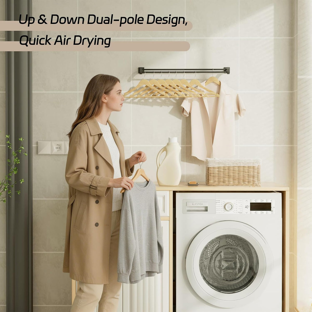 Double Towel Bar,24" Double Towel Racks for Bathroom,Polished Chrome