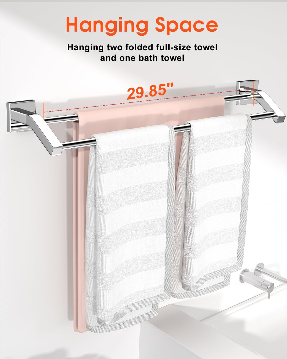 Double Towel Bar,24" Double Towel Racks for Bathroom,Polished Chrome