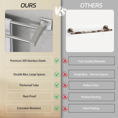 Double Towel Bar,24" Double Towel Racks for Bathroom,Polished Chrome