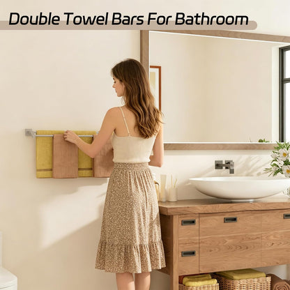 Double Towel Bar,24" Double Towel Racks for Bathroom,Polished Chrome