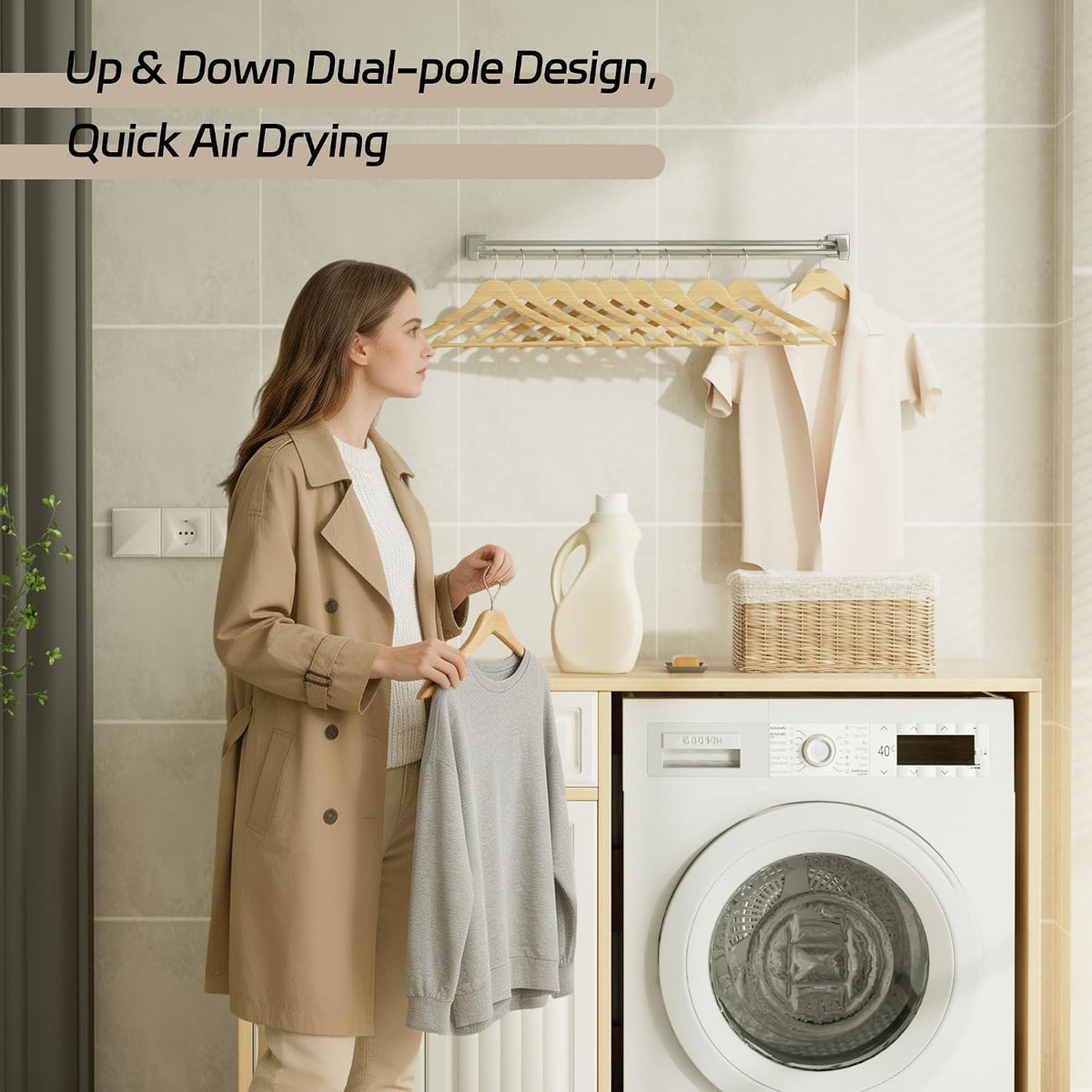 Double Towel Bar,24" Double Towel Racks for Bathroom,Polished Chrome