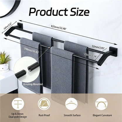Double Towel Bar,24" Double Towel Racks for Bathroom,Polished Chrome