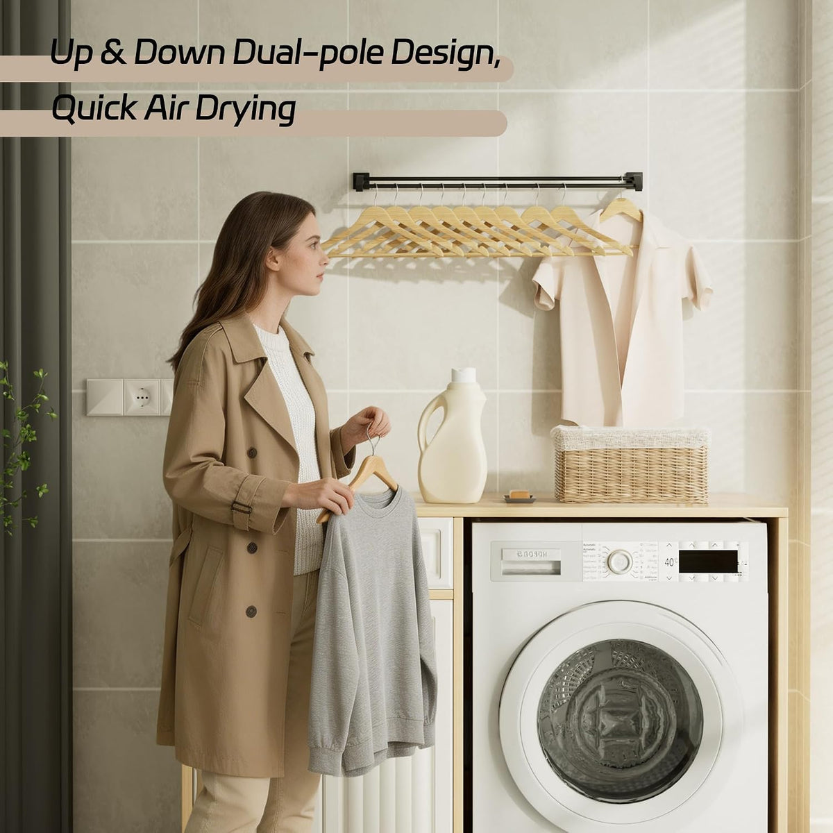 Double Towel Bar,24" Double Towel Racks for Bathroom,Polished Chrome