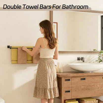 Double Towel Bar,24" Double Towel Racks for Bathroom,Polished Chrome