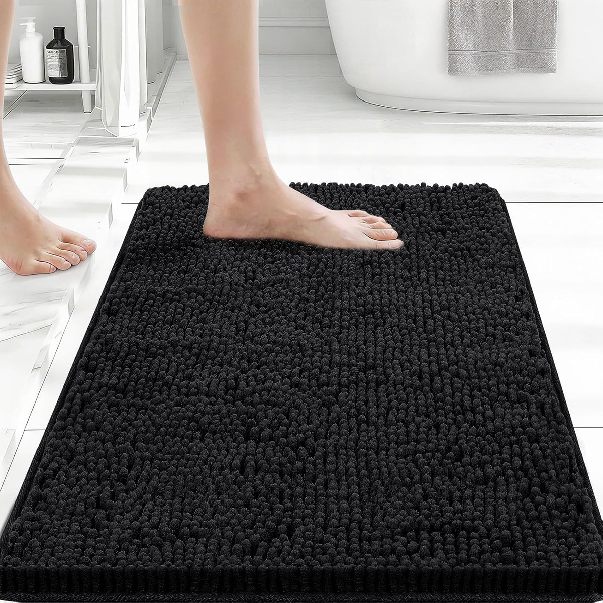 Small Bath Rug Mat,24x17 Chenille High Absorbent Latte Bathroom Mats | Non Slip with Rubber Backing Bathroom Rugs Machine Washable;Extra Soft Bath Rug ;High Absorbent And Quick Dry Microfiber mat
