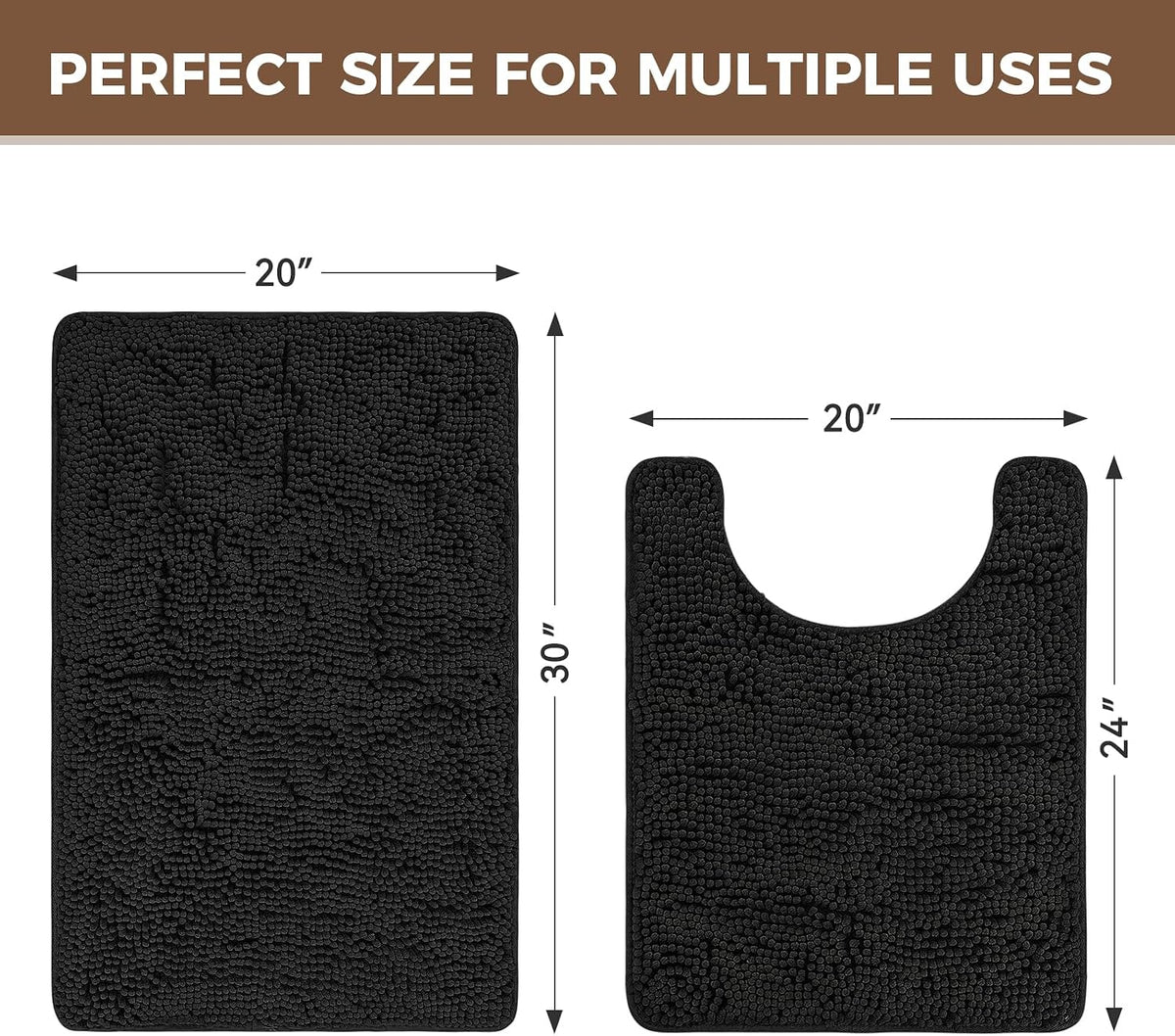 Small Bath Rug Mat,24x17 Chenille High Absorbent Latte Bathroom Mats | Non Slip with Rubber Backing Bathroom Rugs Machine Washable;Extra Soft Bath Rug ;High Absorbent And Quick Dry Microfiber mat