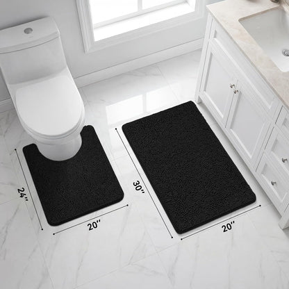 Small Bath Rug Mat,24x17 Chenille High Absorbent Latte Bathroom Mats | Non Slip with Rubber Backing Bathroom Rugs Machine Washable;Extra Soft Bath Rug ;High Absorbent And Quick Dry Microfiber mat