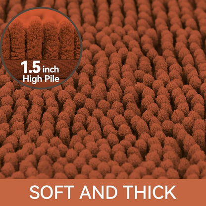 Small Bath Rug Mat,24x17 Chenille High Absorbent Latte Bathroom Mats | Non Slip with Rubber Backing Bathroom Rugs Machine Washable;Extra Soft Bath Rug ;High Absorbent And Quick Dry Microfiber mat