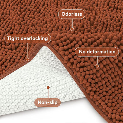 Small Bath Rug Mat,24x17 Chenille High Absorbent Latte Bathroom Mats | Non Slip with Rubber Backing Bathroom Rugs Machine Washable;Extra Soft Bath Rug ;High Absorbent And Quick Dry Microfiber mat