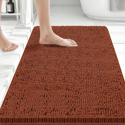 Small Bath Rug Mat,24x17 Chenille High Absorbent Latte Bathroom Mats | Non Slip with Rubber Backing Bathroom Rugs Machine Washable;Extra Soft Bath Rug ;High Absorbent And Quick Dry Microfiber mat