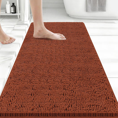 Small Bath Rug Mat,24x17 Chenille High Absorbent Latte Bathroom Mats | Non Slip with Rubber Backing Bathroom Rugs Machine Washable;Extra Soft Bath Rug ;High Absorbent And Quick Dry Microfiber mat