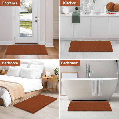 Small Bath Rug Mat,24x17 Chenille High Absorbent Latte Bathroom Mats | Non Slip with Rubber Backing Bathroom Rugs Machine Washable;Extra Soft Bath Rug ;High Absorbent And Quick Dry Microfiber mat