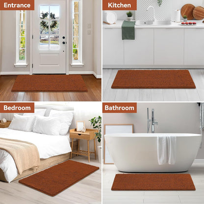 Small Bath Rug Mat,24x17 Chenille High Absorbent Latte Bathroom Mats | Non Slip with Rubber Backing Bathroom Rugs Machine Washable;Extra Soft Bath Rug ;High Absorbent And Quick Dry Microfiber mat