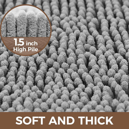 Small Bath Rug Mat,24x17 Chenille High Absorbent Latte Bathroom Mats | Non Slip with Rubber Backing Bathroom Rugs Machine Washable;Extra Soft Bath Rug ;High Absorbent And Quick Dry Microfiber mat