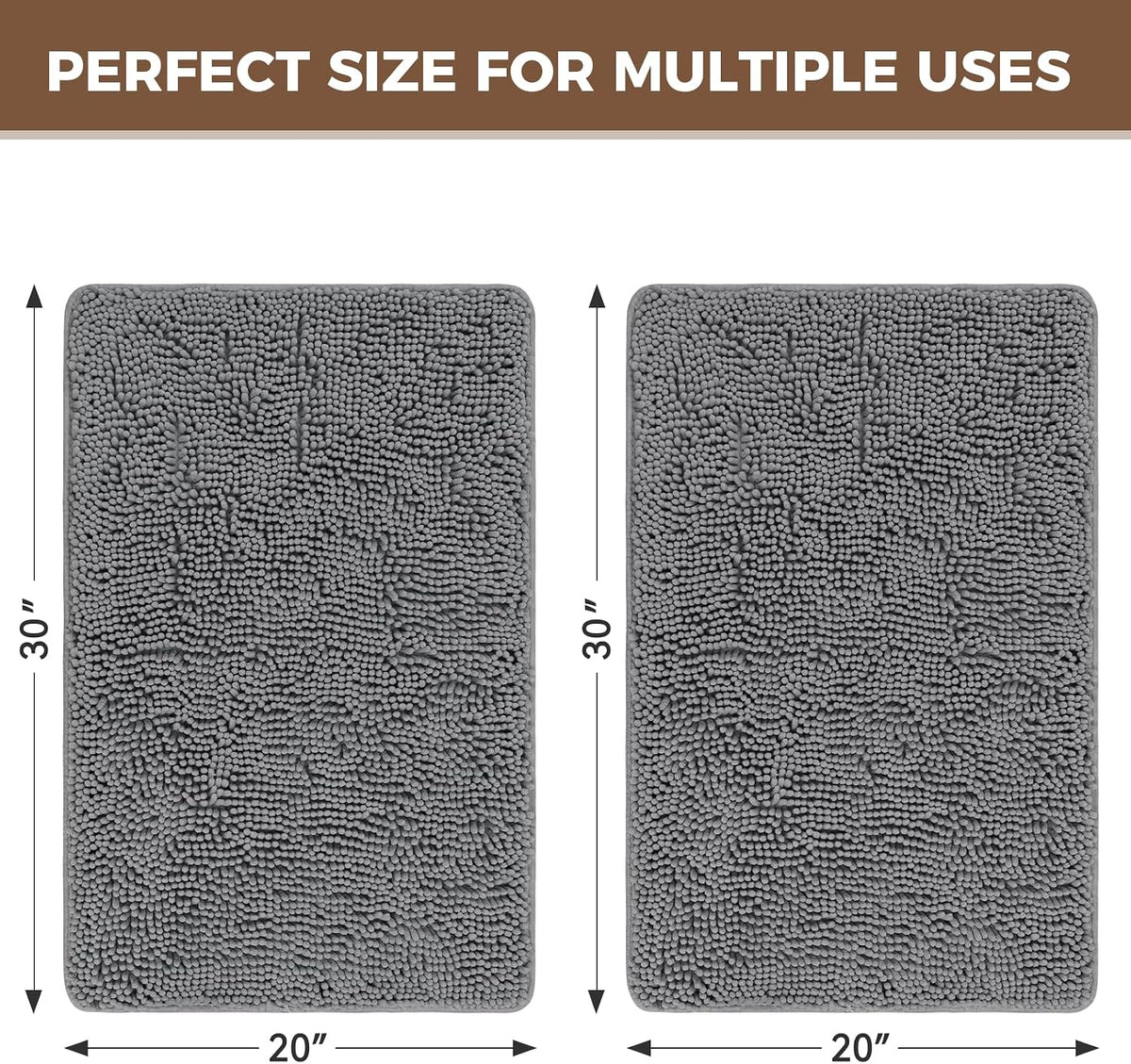 Small Bath Rug Mat,24x17 Chenille High Absorbent Latte Bathroom Mats | Non Slip with Rubber Backing Bathroom Rugs Machine Washable;Extra Soft Bath Rug ;High Absorbent And Quick Dry Microfiber mat