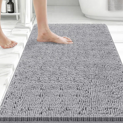 Small Bath Rug Mat,24x17 Chenille High Absorbent Latte Bathroom Mats | Non Slip with Rubber Backing Bathroom Rugs Machine Washable;Extra Soft Bath Rug ;High Absorbent And Quick Dry Microfiber mat